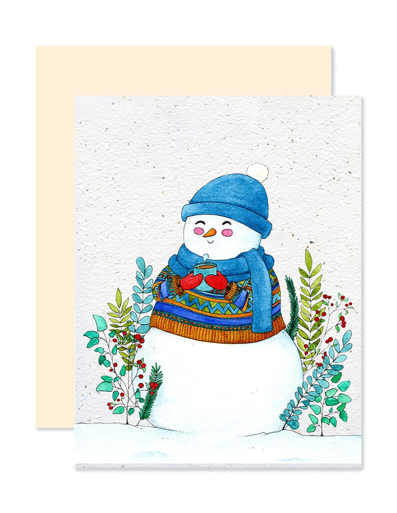 EMM0013 - Carte à planter / Plantable greeting card -  Bonhomme de neige