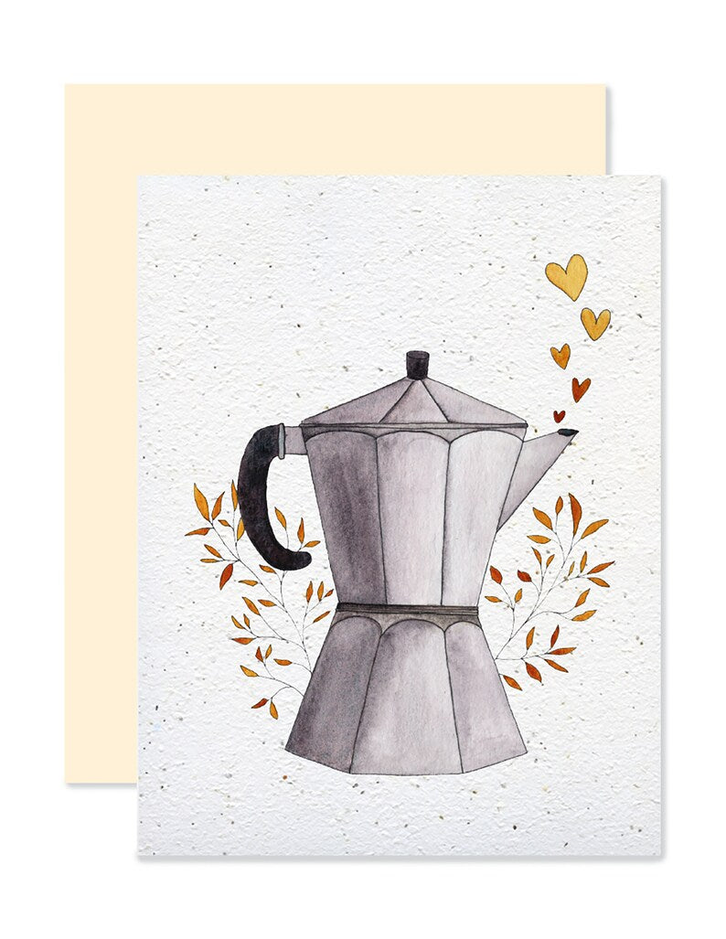 EMM0060 - Carte à planter / Plantable greeting card -  Cafetière italienne