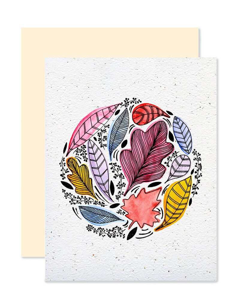 EMM0065 - Carte à planter / Plantable greeting card -  Cercle de feuilles