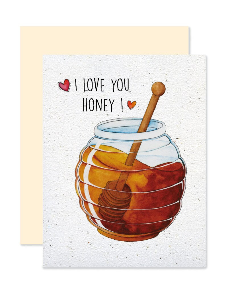 EMM0072 - Carte à planter / Plantable greeting card -  I love you honey!