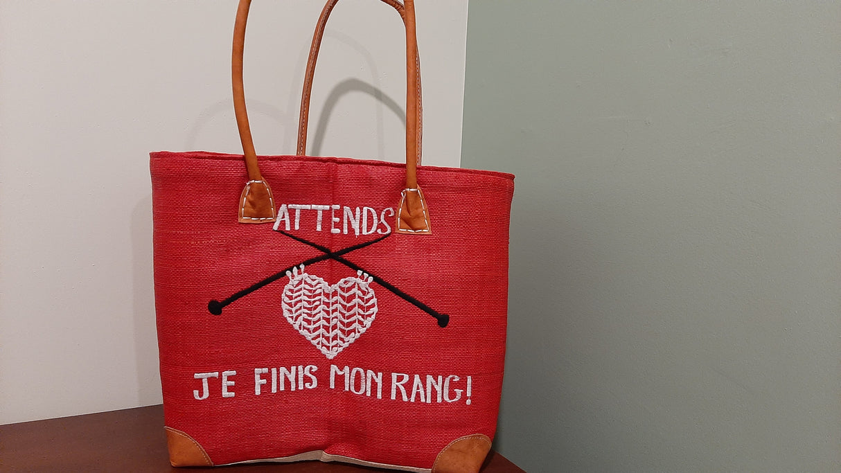 PAN0075 - Grand sac-panier - Attends, je finis mon rang!