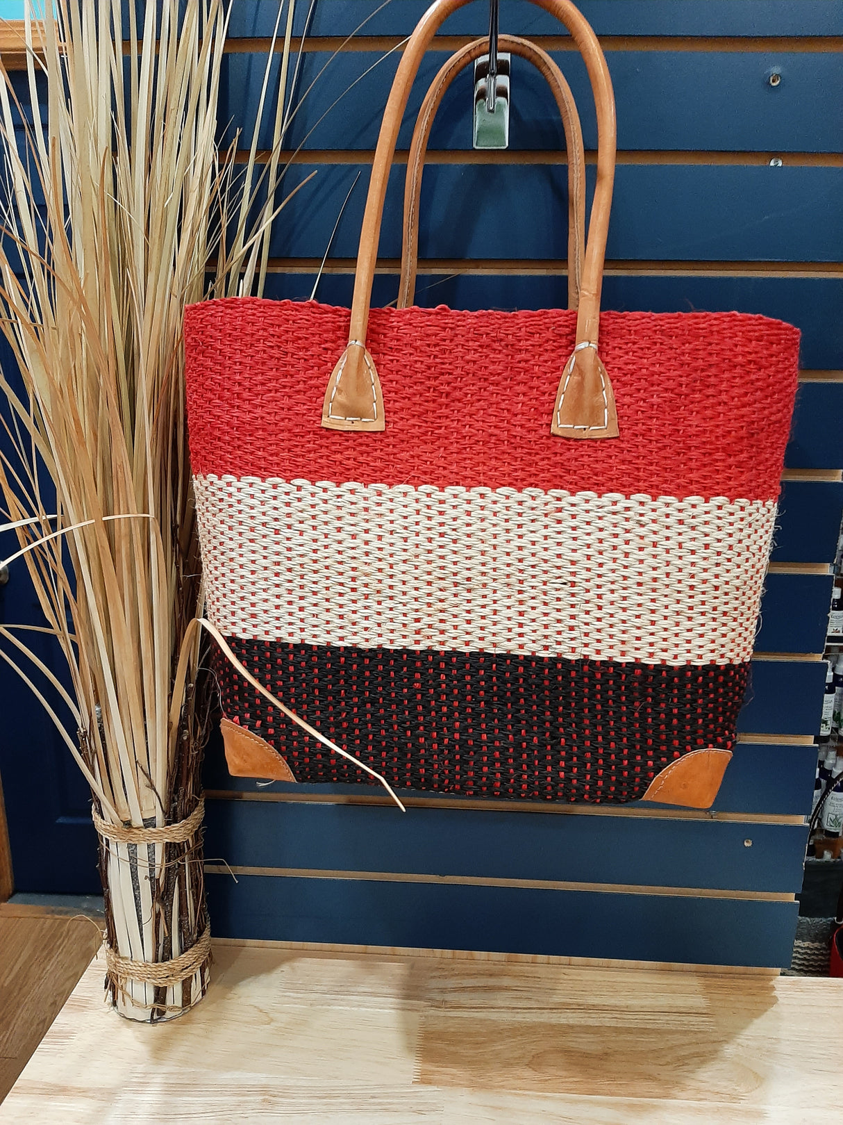 PAN0013 - 3-strip sisal basket bag - Medium 