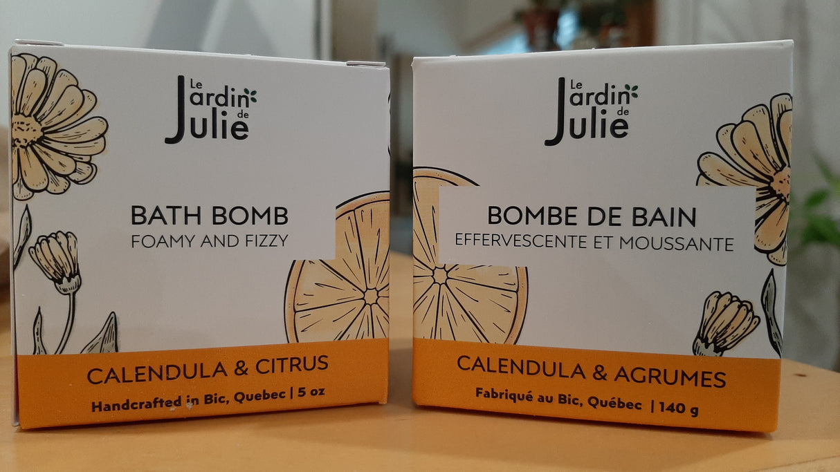 JdJ0006 - Bombe de bain effervescente et moussante à la calendule et aux agrumes