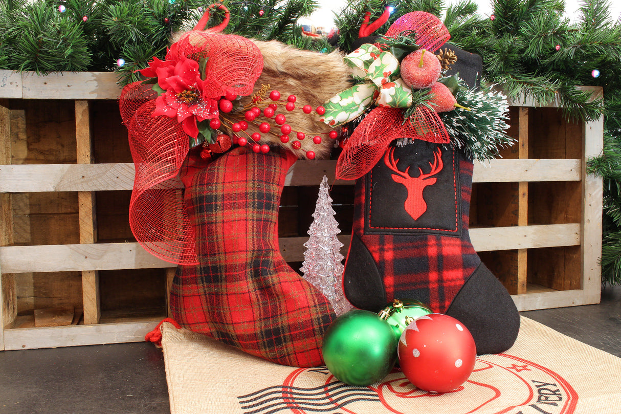 DÉCO-N - Christmas stocking with red berries / red fruits 