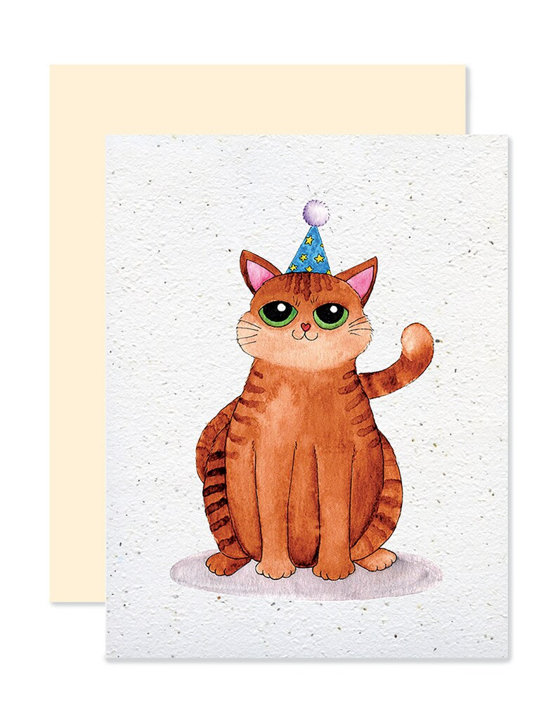 EMM0037 - Carte à planter / Plantable greeting card - Chat anniversaire