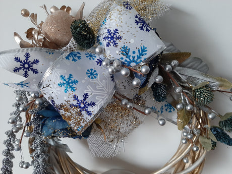 DÉCO-N - Christmas wreath - snowflake ribbon 