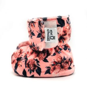 BOC0058 - Baby slippers - 24-36 months - orange peonies