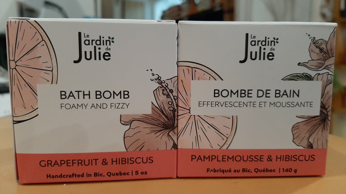 JdJ0025 - Bombe de bain effervescente et moussante aux pamplemousse et hibiscus