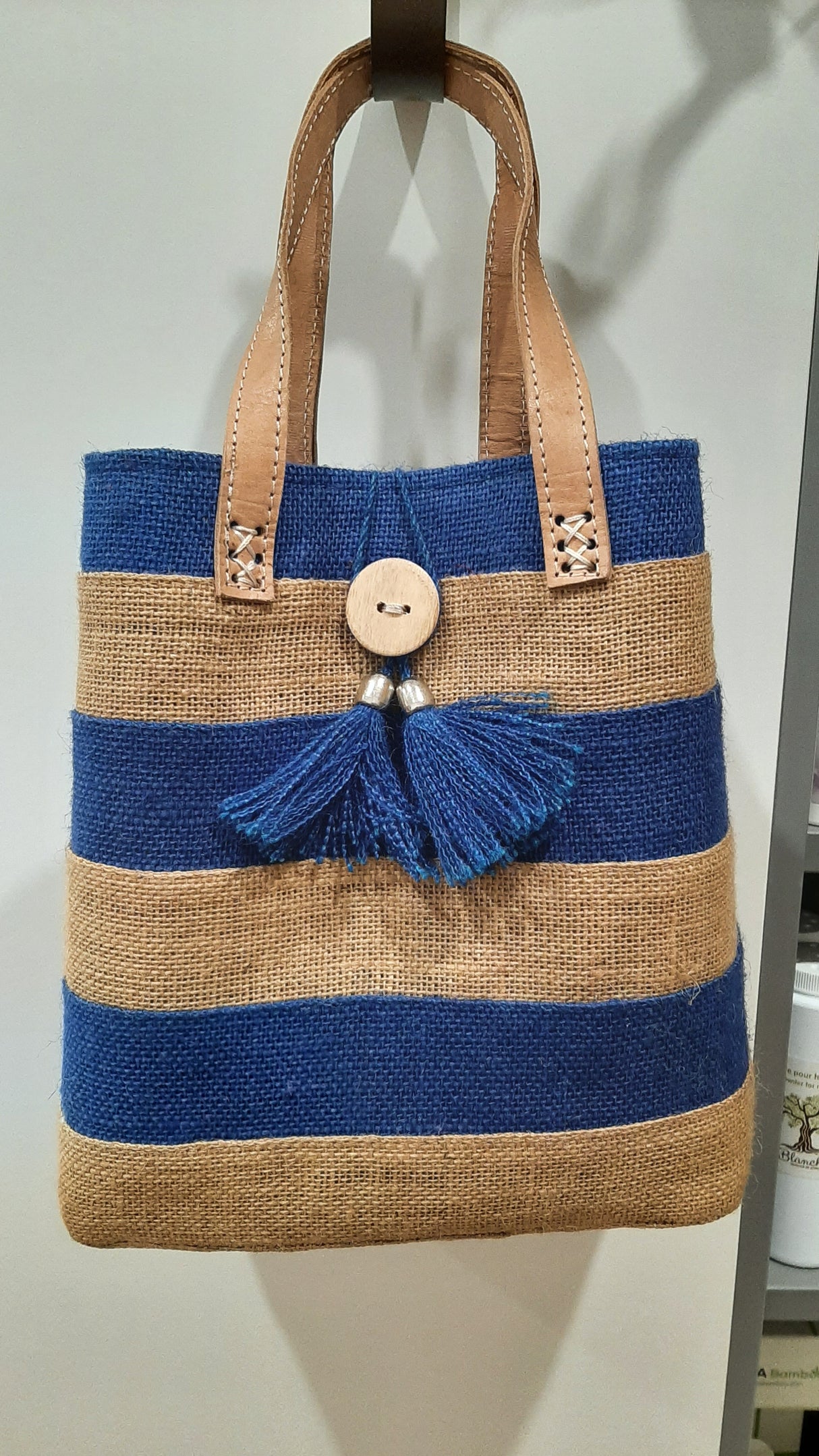 PAN0058 - Sac-besace petit beige et bleu